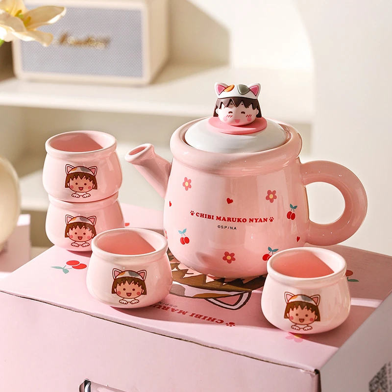 舍里樱桃小丸子陶瓷泡茶壶2025新款花茶壶套装家用茶杯新婚伴手礼