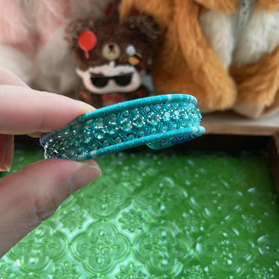 手工成品半镯复古蓝色星空蜡线段染线编织绿色手镯手绳男女生礼物