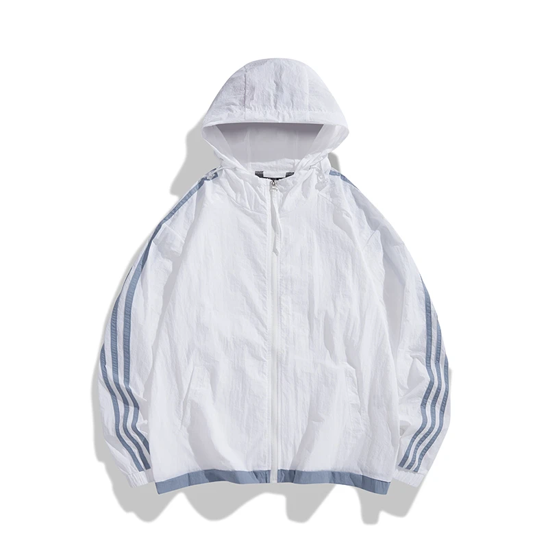 三条杠夏季男女同款防晒服经典百搭连帽薄款透气防紫外线