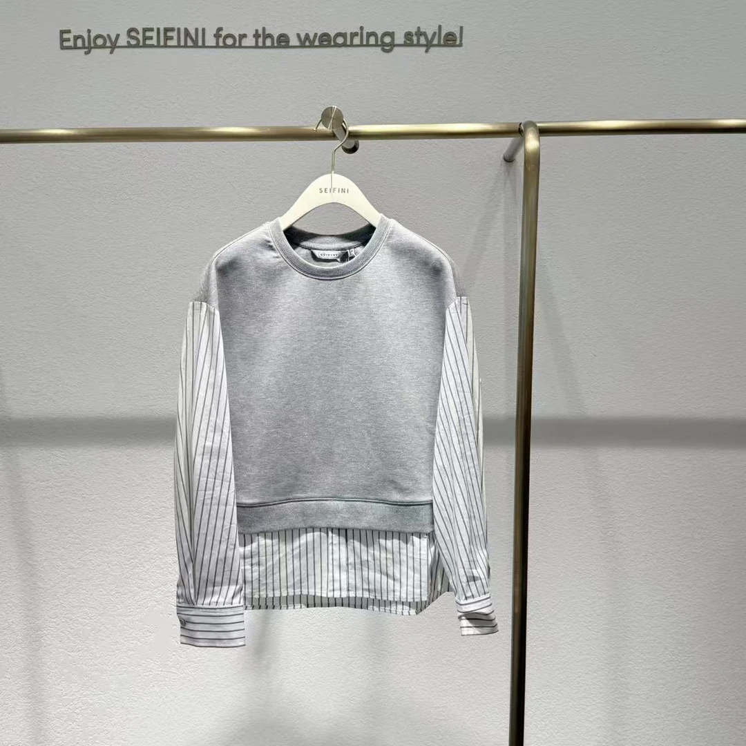 SEIFINI/诗凡黎2025秋款新品假俩件针织拼接服装3G8300841