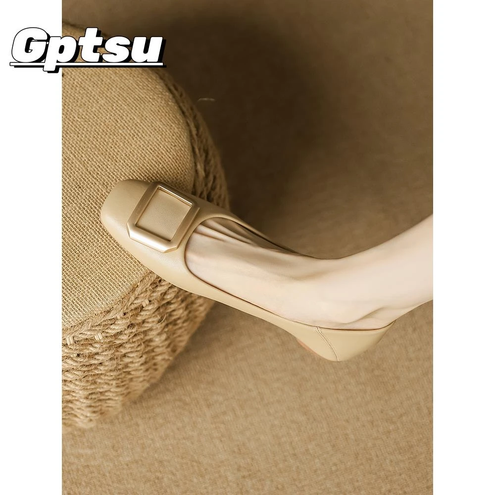 GPTSu平底单鞋女春夏新款方头两穿百搭瓢鞋浅口软底一脚蹬奶奶鞋