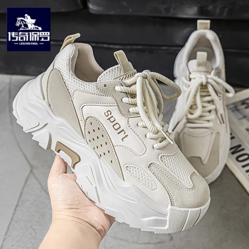 传奇保罗正版男鞋冬季网面防滑耐磨厚底户外登山旅游老爹潮鞋秋季
