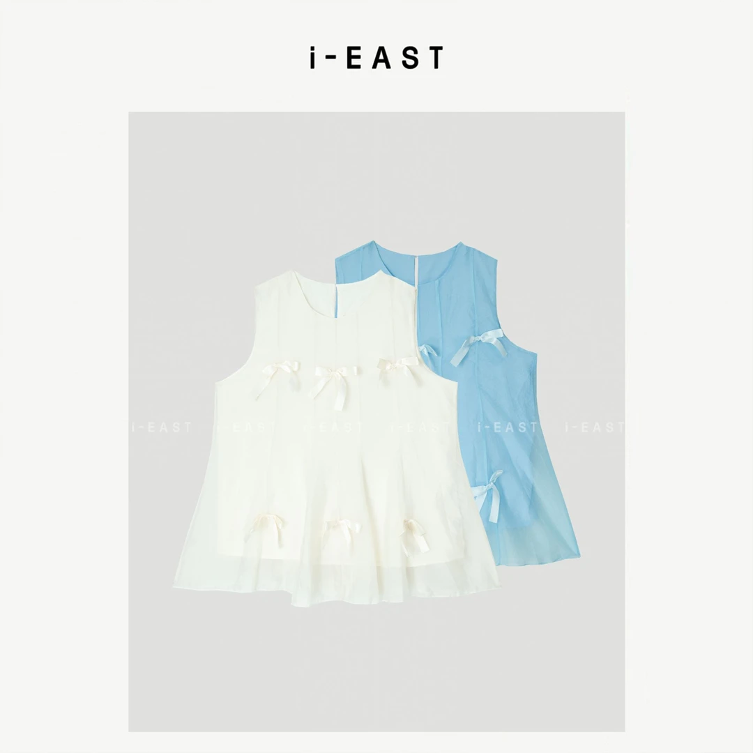 i-EAST 海雾铃兰~甜美蝴蝶设计无袖上衣-5X SY8825