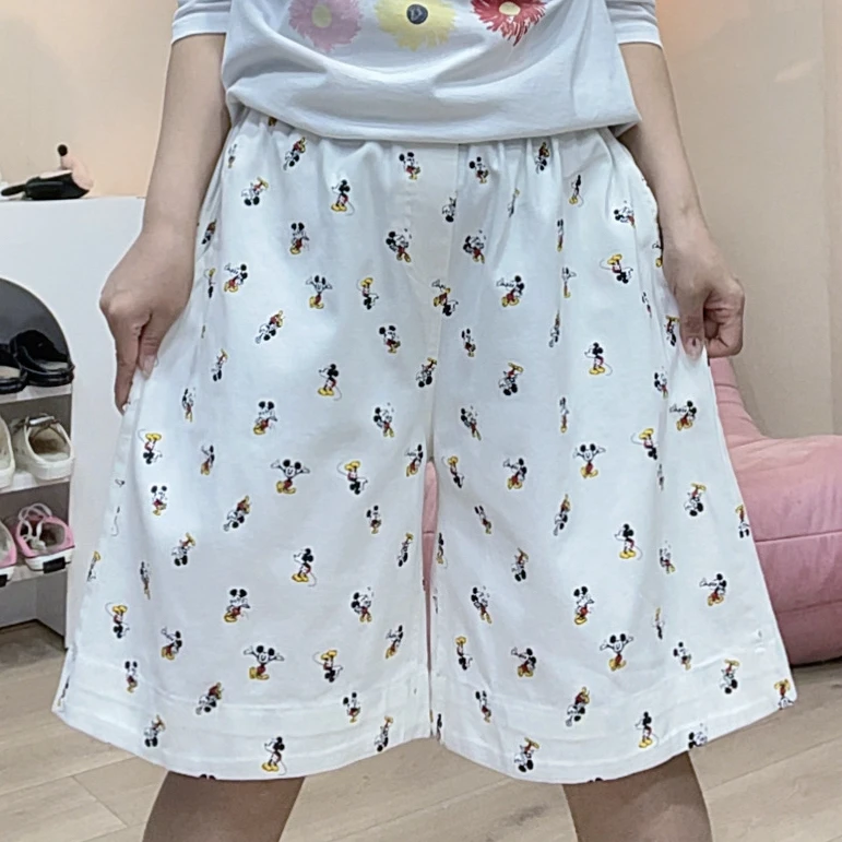432韩版夏季爆款印花米奇大版短裤女