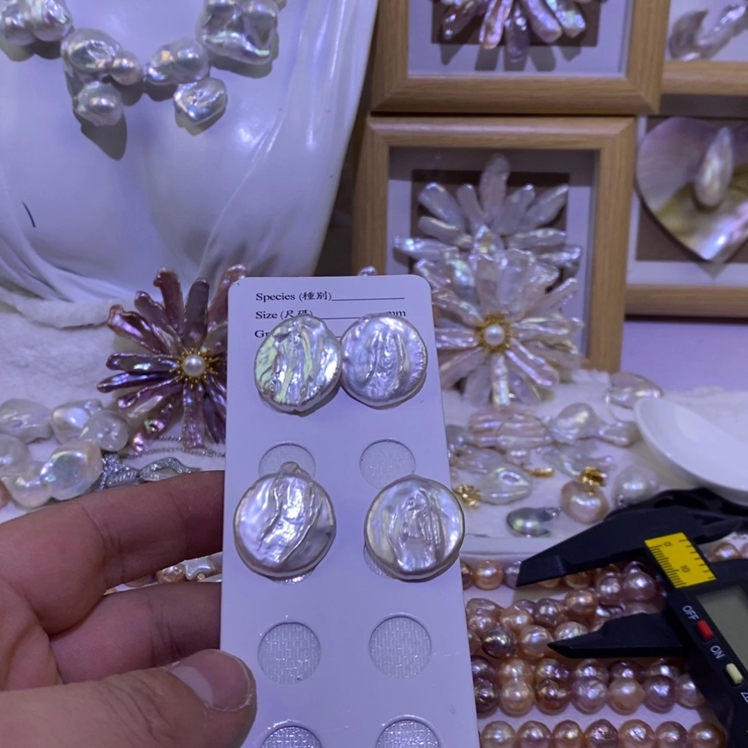 二***月淡水珍珠银S925镶嵌耳钉