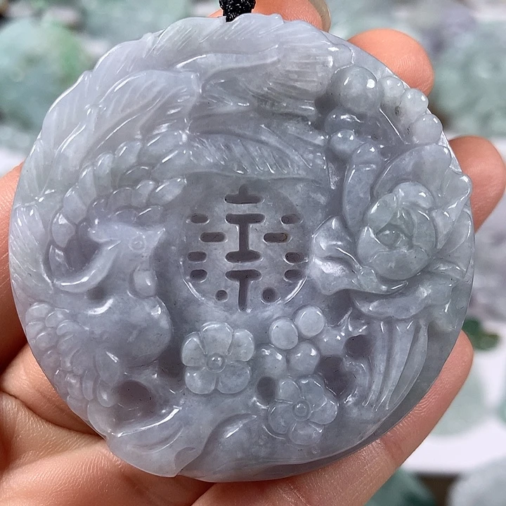 颈饰未镶嵌翡翠山水双喜临门面工艺福利