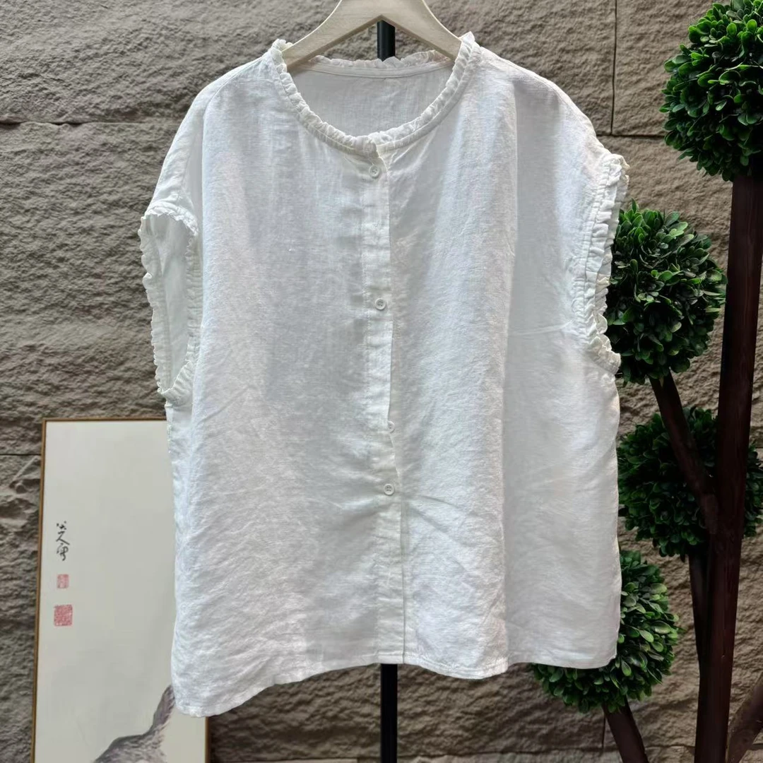 10717新款夏季优雅减龄宽松文艺宽松衬衫