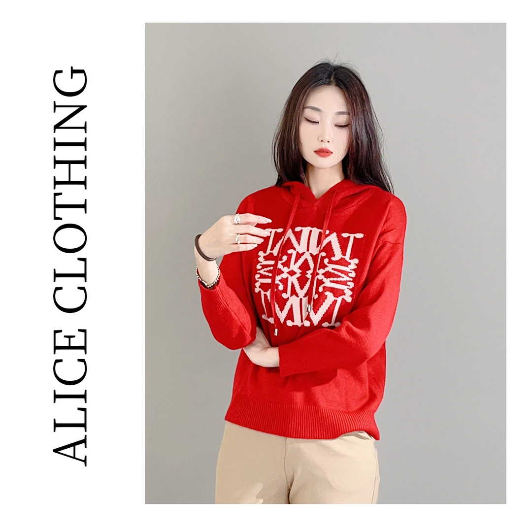 1 ALICE 热情M连帽毛衣 撞色字母 洋气百搭S2134072X