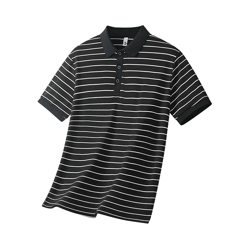 男装：夏季高端商场同款冰丝条纹商务polo衫8866