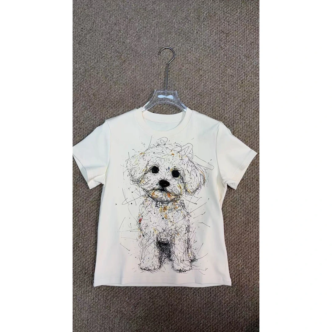 深圳南油原创202白杏二色小狗短袖 113