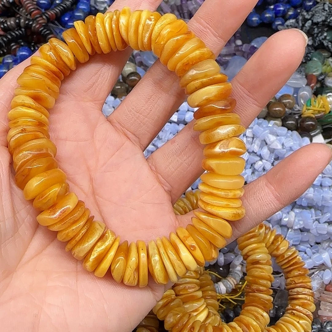 朵***依玛瑙/玉髓合金珠宝半成品蜜蜡拍两64发一条