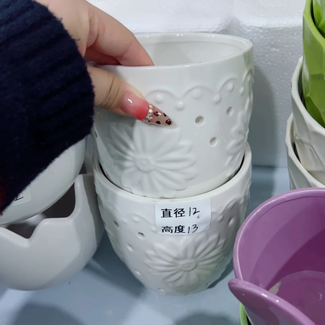 有孔，陶瓷花盆满10米包邮发货