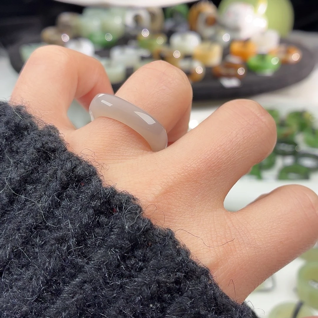 和田玉未镶嵌戒指S103藕粉方圆17.1