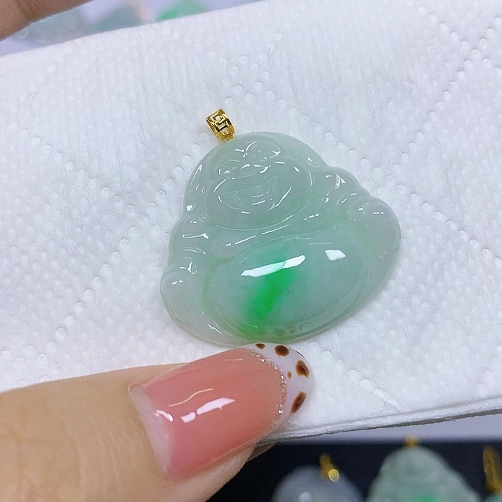 翡翠18K金镶嵌颈饰挂件