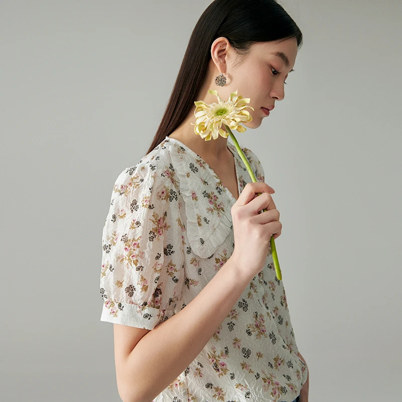 【唐长老专属】MOFAN摩凡夏新款桔色花纹衬衫MBX364344