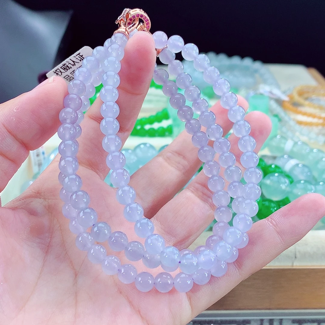 翡翠未镶嵌手链紫罗兰