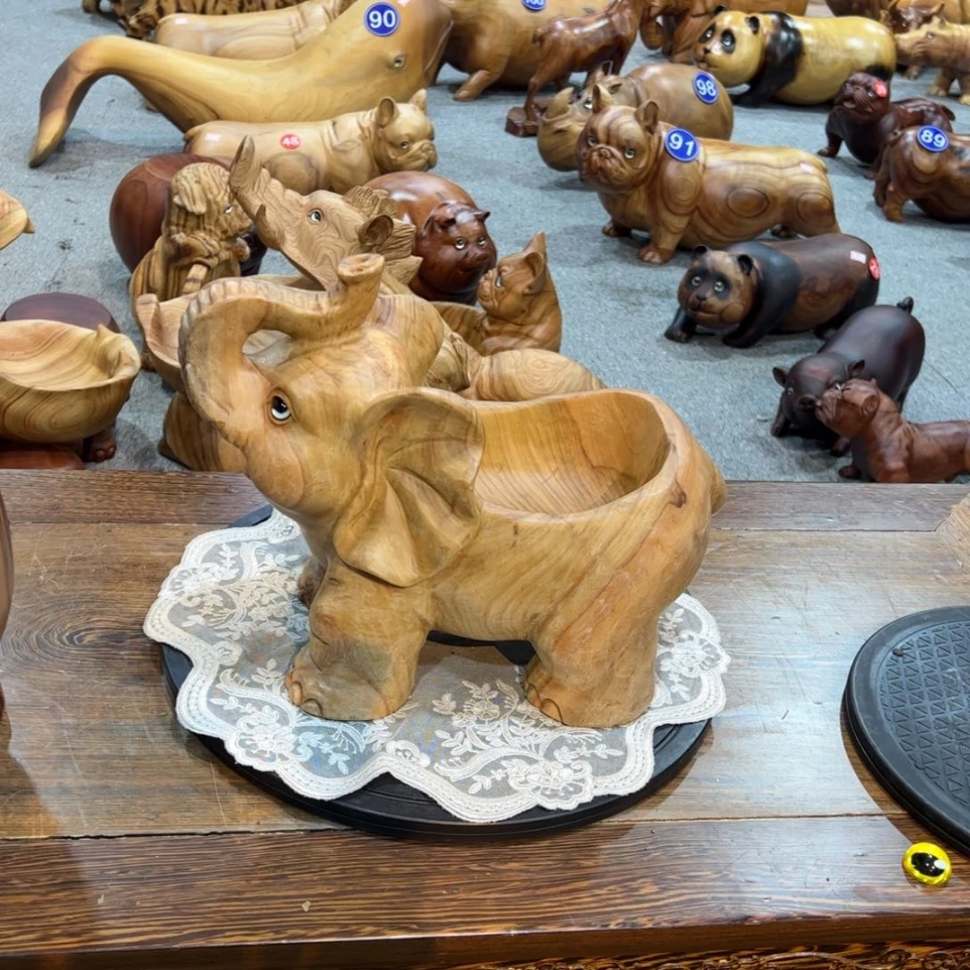 香樟木铁*小大象摆件木雕