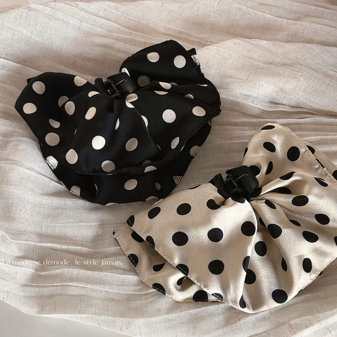 韩系小香风裙摆波点抓夹百搭少女马尾抓顶夹头饰盘发鲨鱼夹发饰