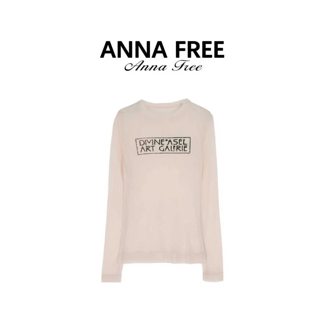 ANNA FREE新款百搭字母微透罩衫长袖上衣修身打底ZCD25975