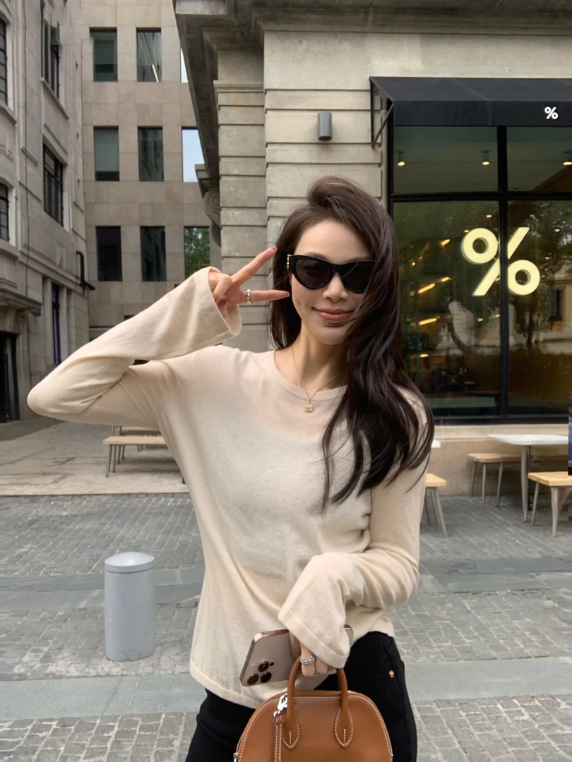 BIG WHITE REMADE“迷云眷恋”桑蚕丝+山羊绒高奢柔软亲肤T恤SS0749