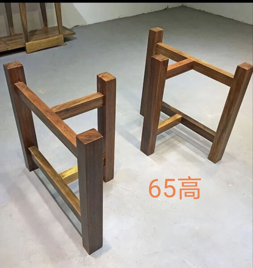 实木三脚架一对 配大板桌（不包邮）