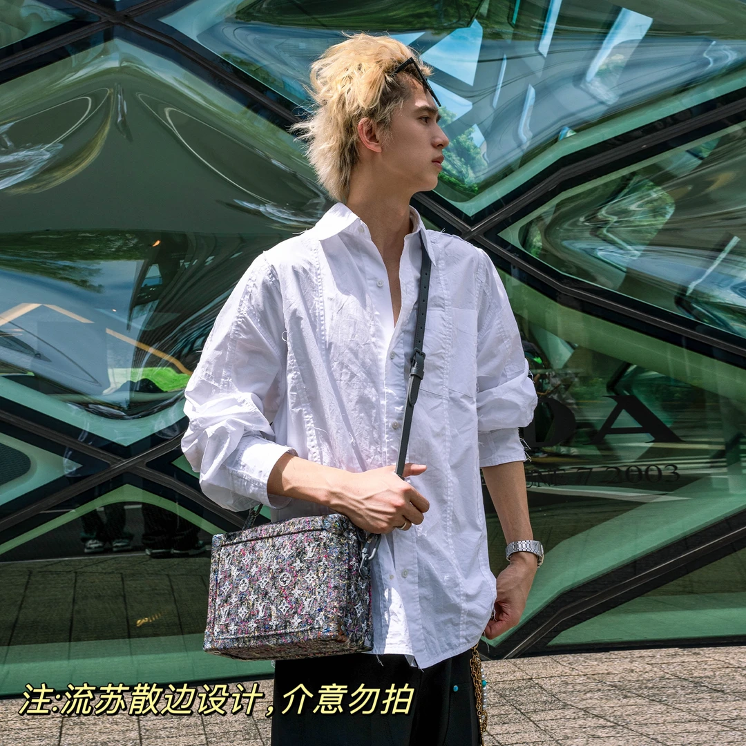 秋冬新款外套上衣男女复古2024纽扣衬衫上衣潮经典长袖3023