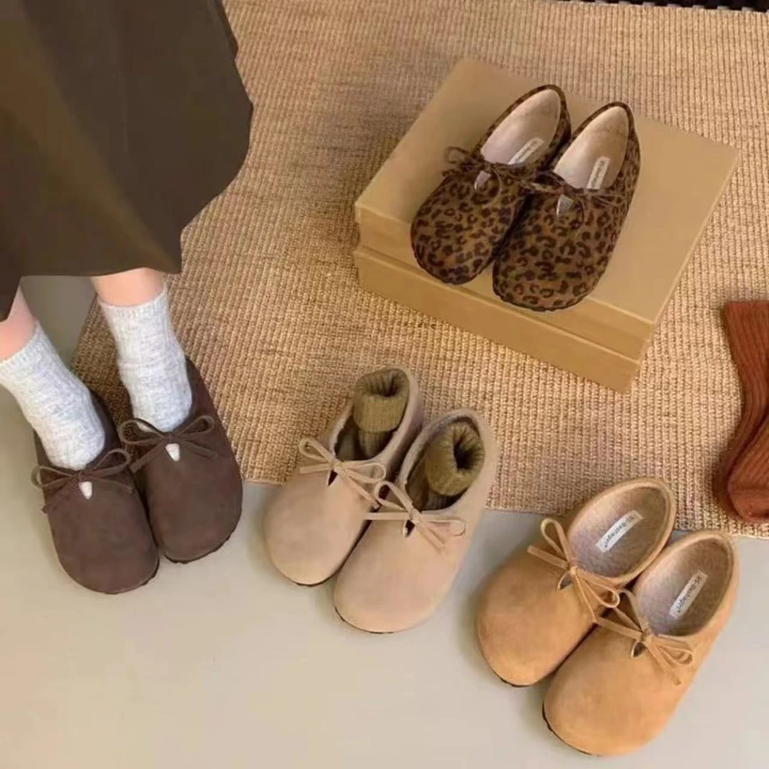 平底全包勃肯鞋女加绒豆豆鞋2024年新款秋冬晚晚鞋孕妇毛毛鞋棉鞋