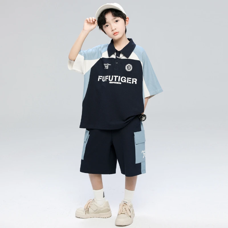 儿童装男童夏装套装2025新款中大童6-12岁潮服男孩夏季薄款POLO衫