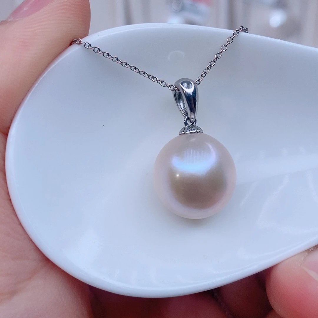项链银S925镶嵌淡水珍珠