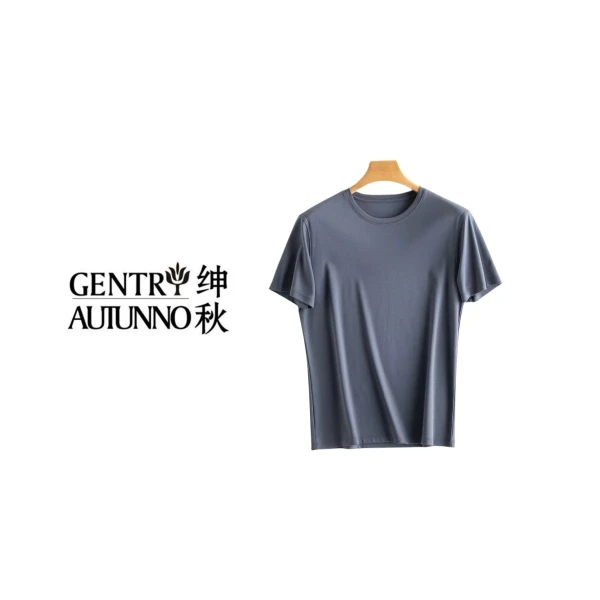 【进口面料】男士桑蚕丝+棉净面通勤纯色百搭T恤圆领短袖