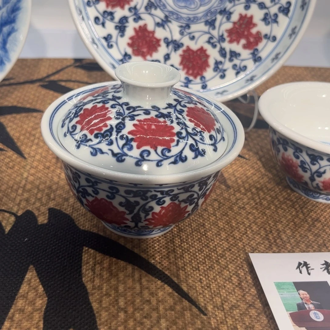 明***的手工手绘盖碗茶具