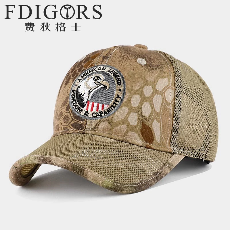 FDIGORS网孔帽子男款夏季高档卡其色户外钓鱼鸭舌帽大头围棒球帽