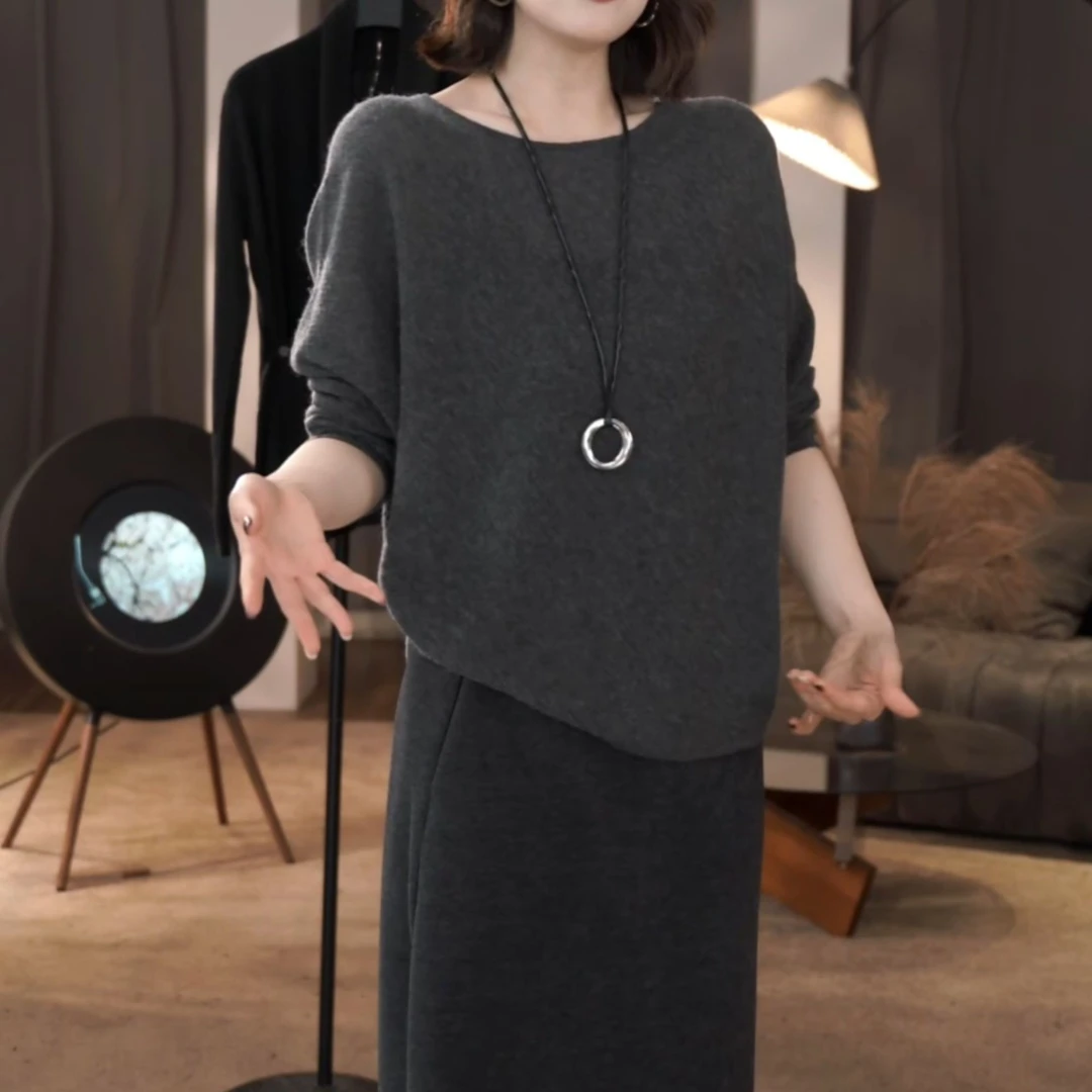 【云朵衫】秋冬新款气质不对称设计软糯亲肤毛织上衣LK2506931