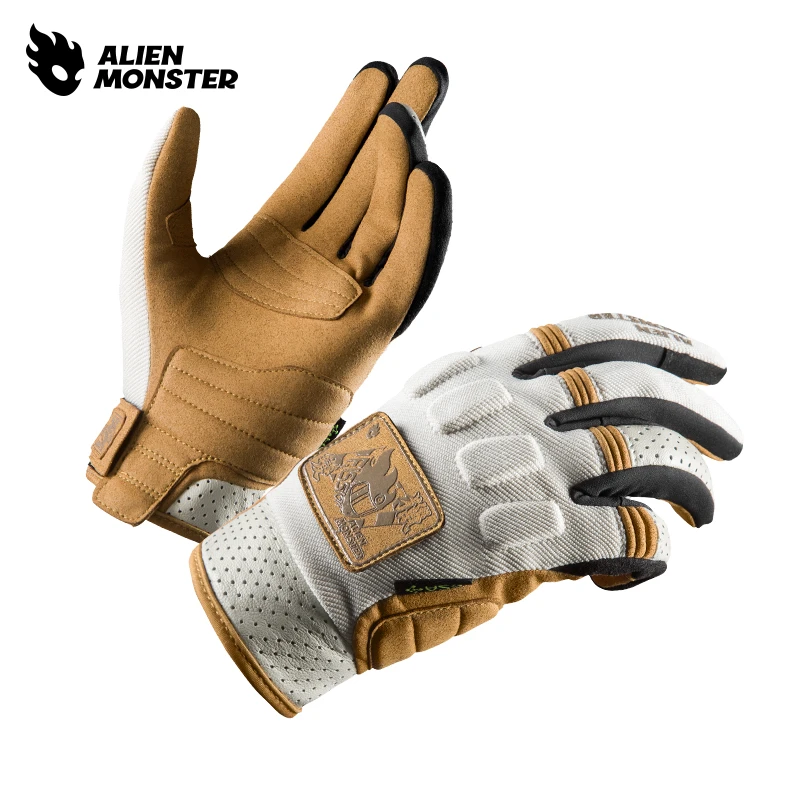 外星怪猎变手套摩托车复古骑行透气触屏机车装备夏季DIY索灵联名