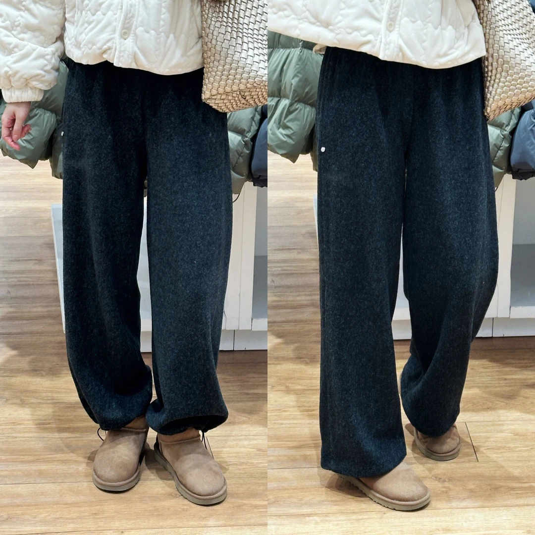 【歡囍】束脚加绒加厚直筒休闲裤2024女新款冬季百搭阔腿裤