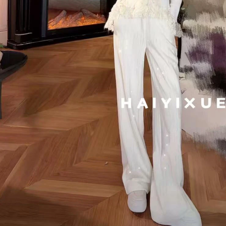 【海哥】流星烫钻柔软加绒百搭直筒休闲裤