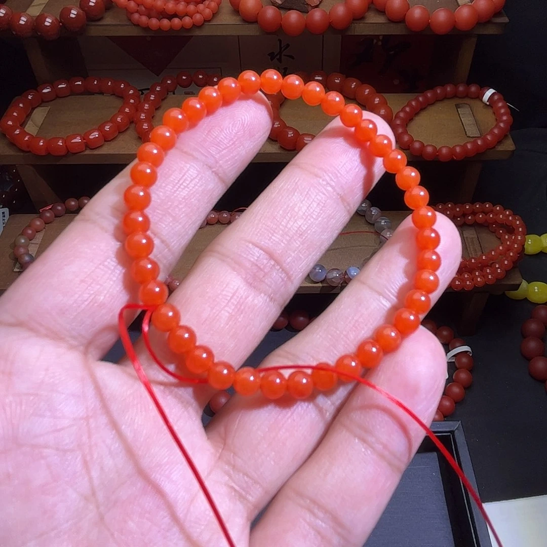 手链未镶嵌南红玛瑙5mm冰红