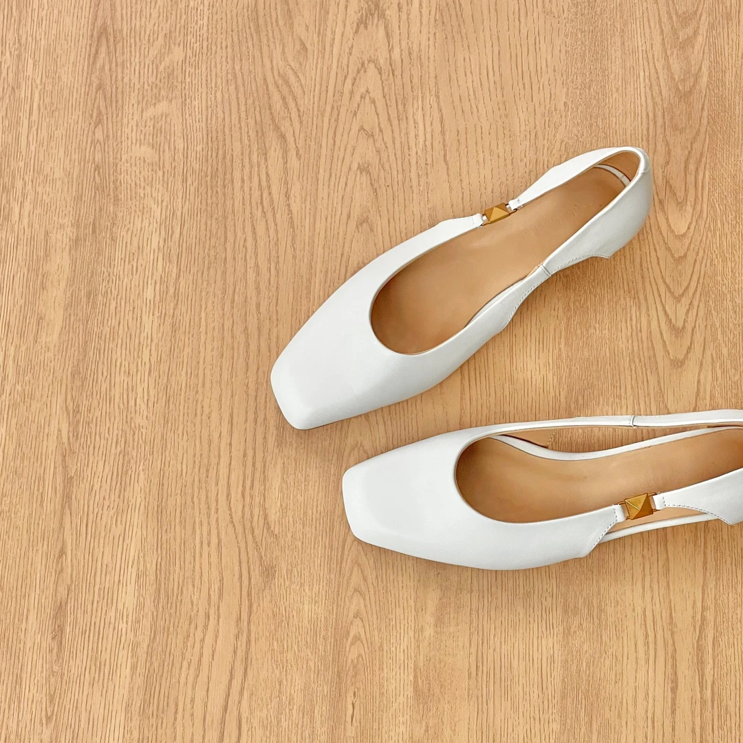 HUSSLOVE 头层牛皮·跟高3CM·时尚百搭真皮简约侧空浅口一脚蹬单鞋