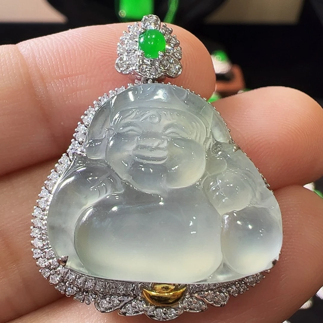 翡翠18K金镶嵌吊坠(不含链)