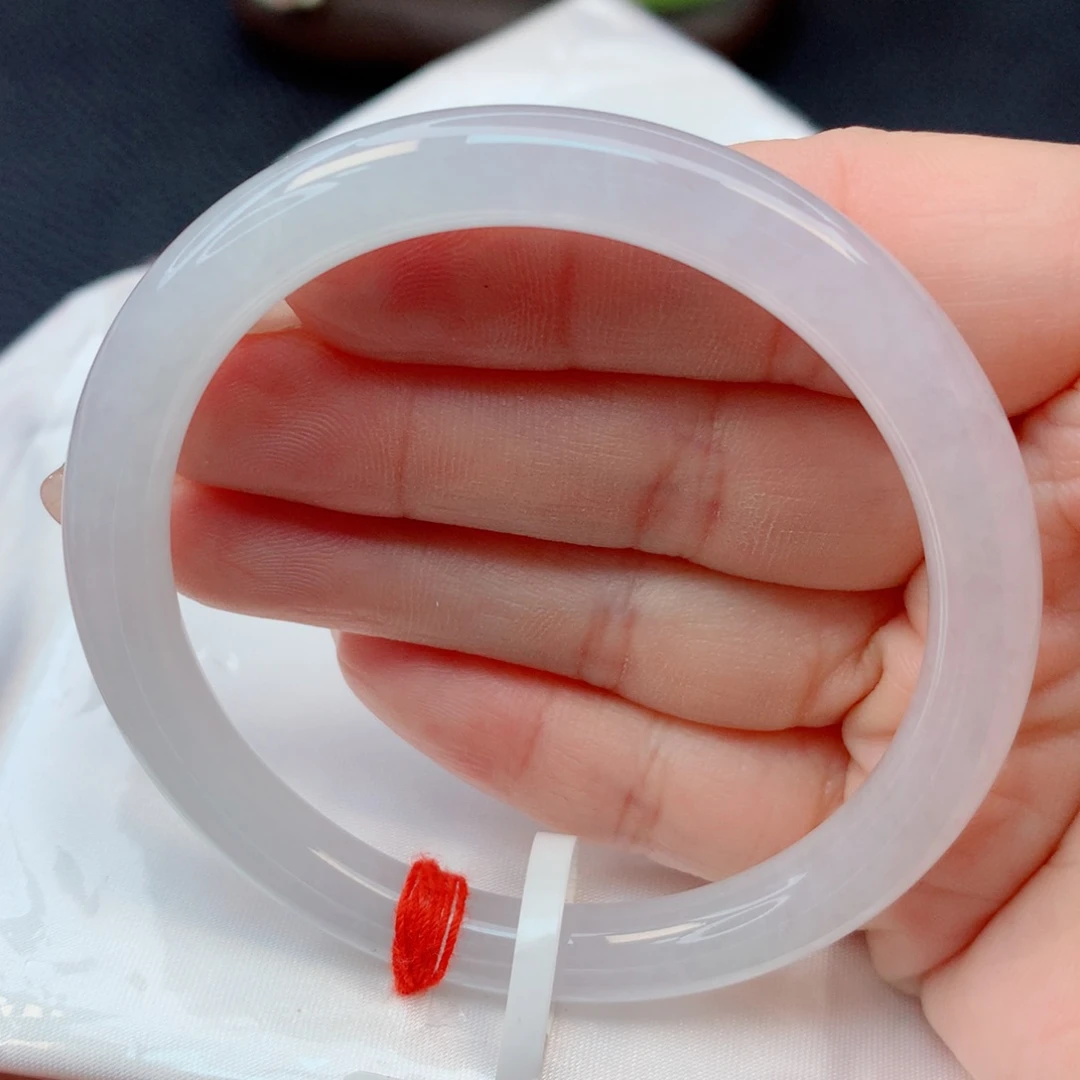 翡翠未镶嵌手镯53-54冰透白月光