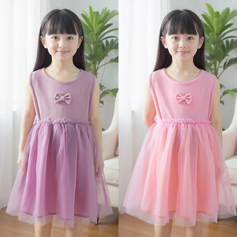 2025新款韩版女童连衣裙夏季女宝宝背心裙儿童洋气公主网纱裙子