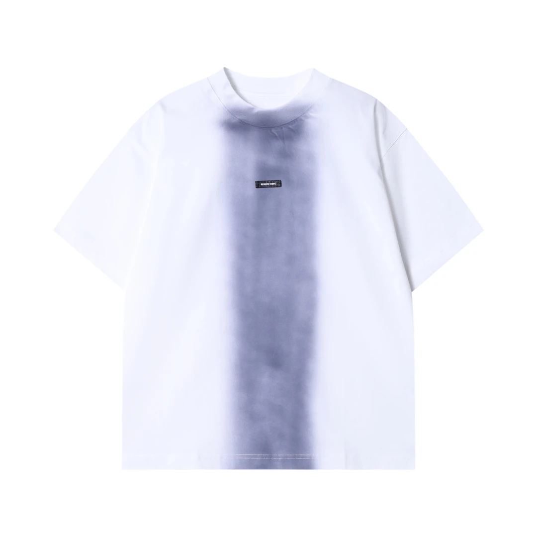 夏季新款时尚个性韩版晕染印花字母圆领短袖T恤百搭潮流情侣上衣