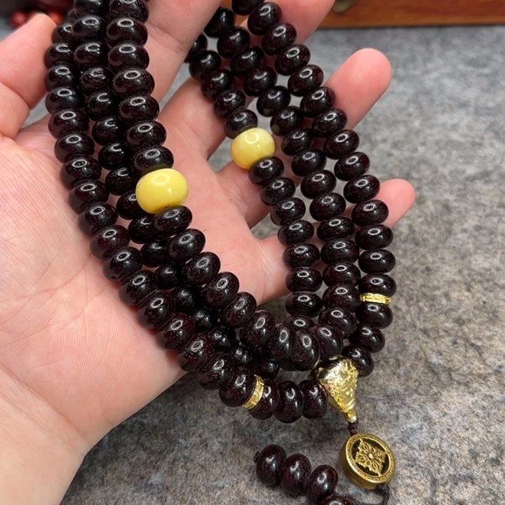 吊坠星月菩提11黑金星月108