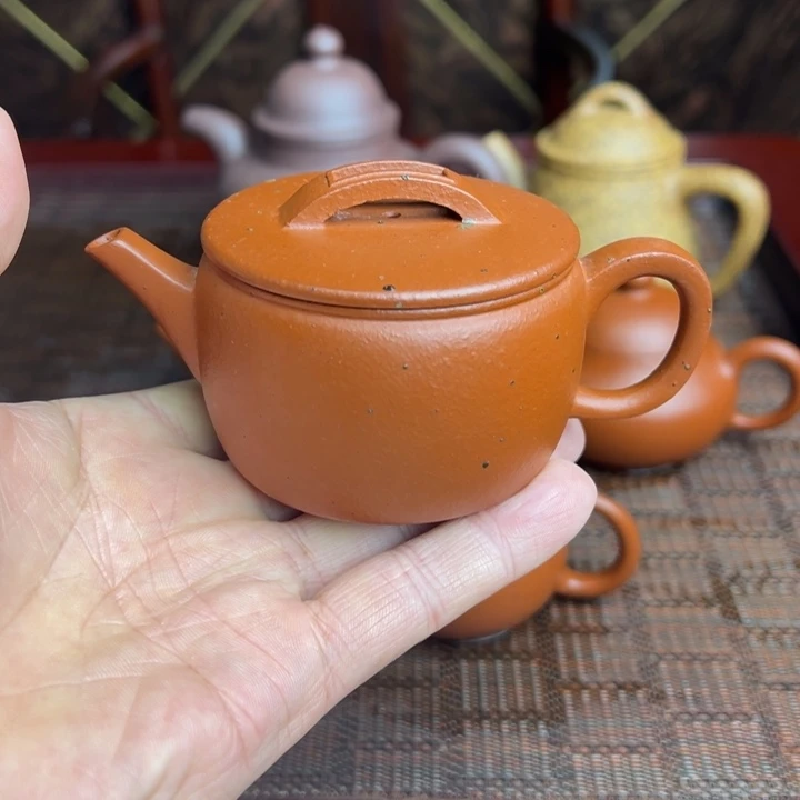 紫砂茶壶黄龙山朱泥、生砂半手工