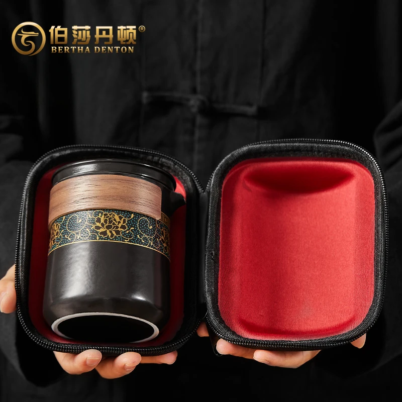 陶瓷复古快客杯泡茶杯户外旅行功夫茶具套装泡茶壶便携式