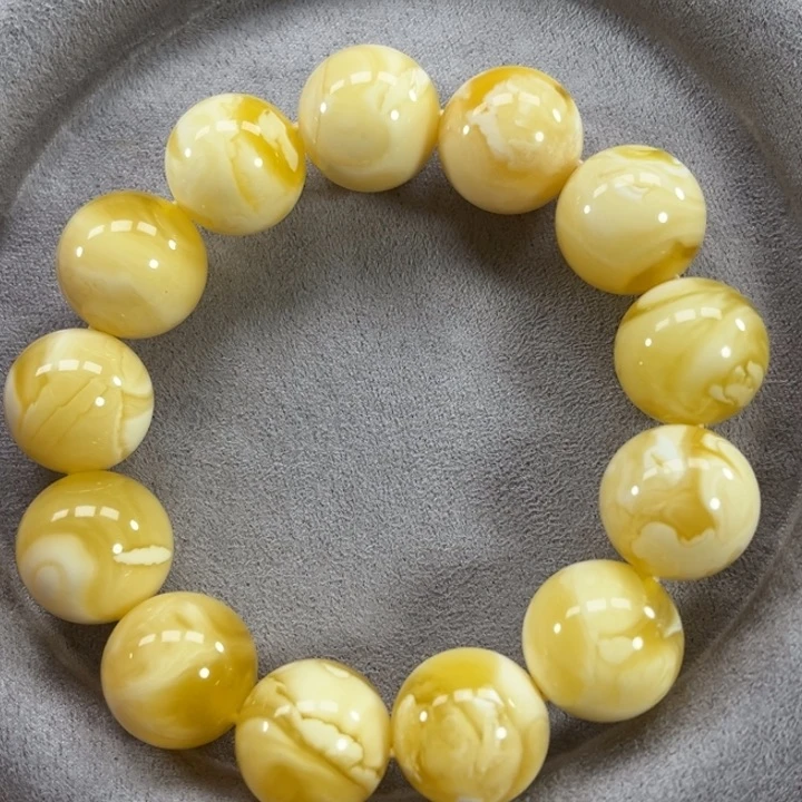 未镶嵌蜜蜡手串纯天然俄料金白溶洞圆珠