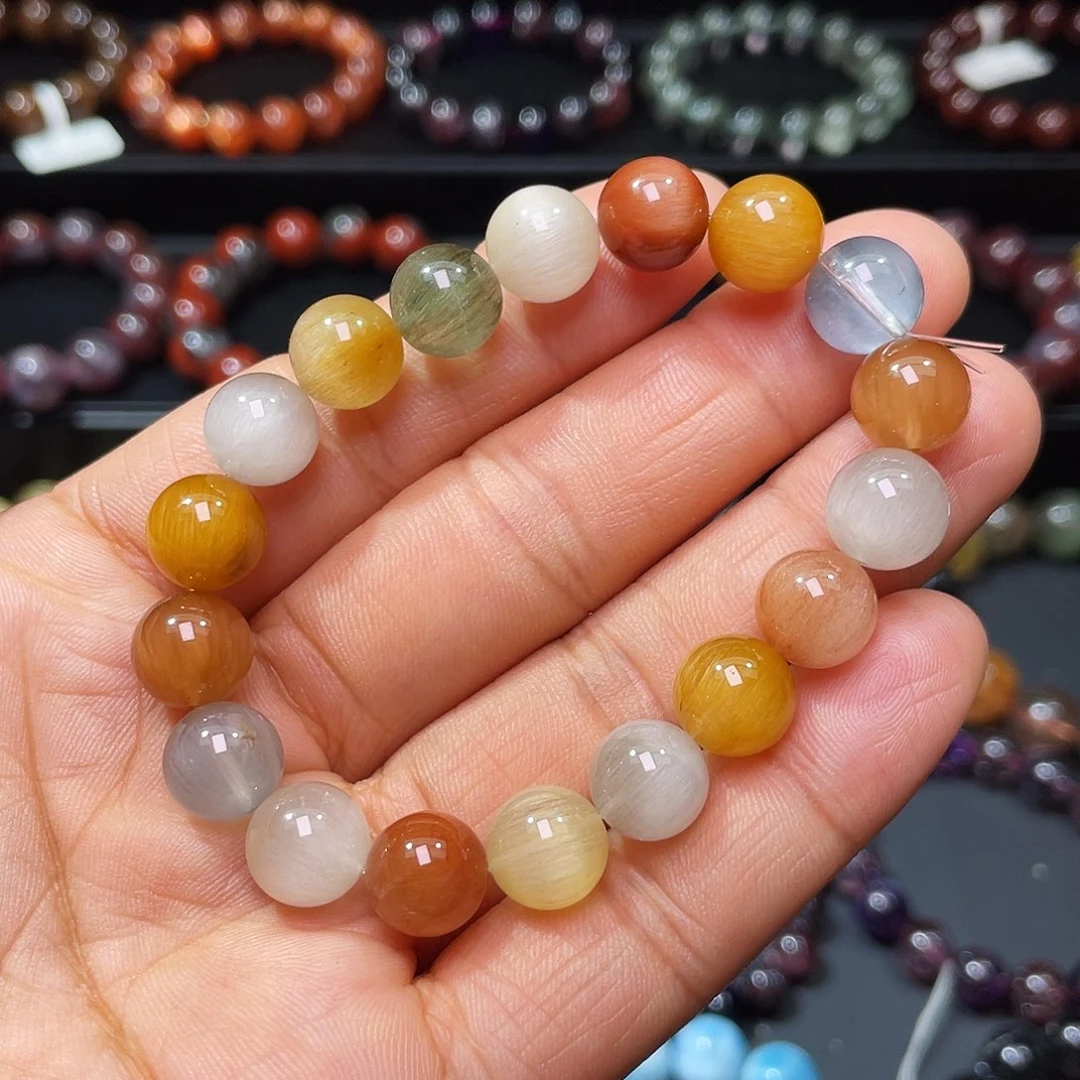 水晶手串未镶嵌彩兔毛10+m