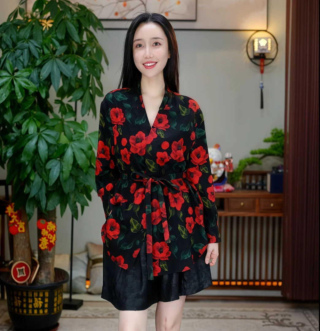 金禧禧【红玫瑰】香云纱外套J24420-2