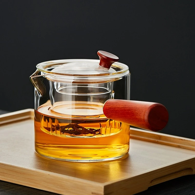 2025新款日式侧把茶壶玻璃耐高温泡茶壶家用单壶茶水分离功夫茶具