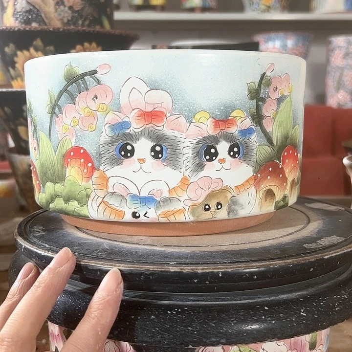 景德镇手绘花盆 满38包邮